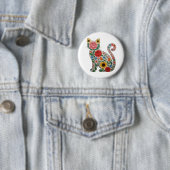 Badge Rond 5 Cm Flower Cat Wildflowers Kitten Lover (En situation)