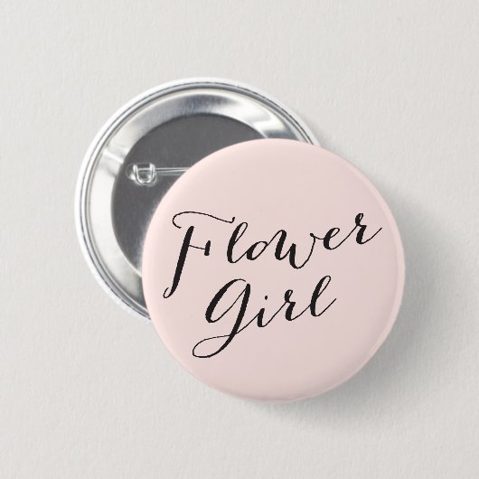 Badge Rond 5 Cm Flower Girl Script Chic Mariage Rehearsal Party (Devant & derrière)