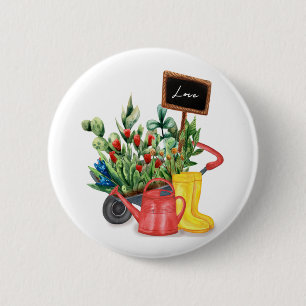 Badge Rond 5 Cm Flower love tulips arrosage canettes en caoutchouc