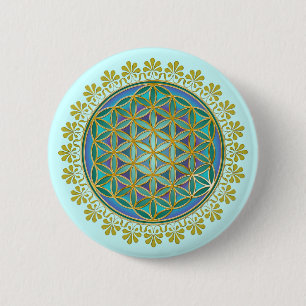 Badge Rond 5 Cm Flower Of Life / Blume des Lebens - Button V