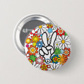 Badge Rond 5 Cm Flower Power (Devant & derrière)