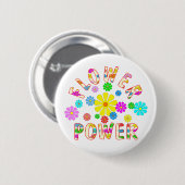 Badge Rond 5 Cm Flower power (Devant & derrière)