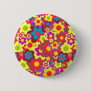 Badge Rond 5 Cm Flower Power 60s hippy