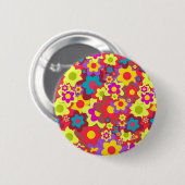 Badge Rond 5 Cm Flower Power 60s hippy (Devant & derrière)