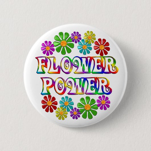Badge Rond 5 Cm Flower power coloré (Devant)