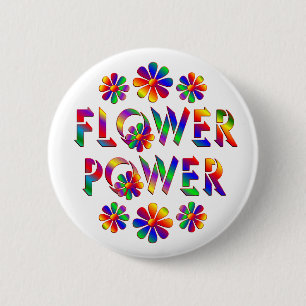 Badge Rond 5 Cm Flower power coloré par arc-en-ciel