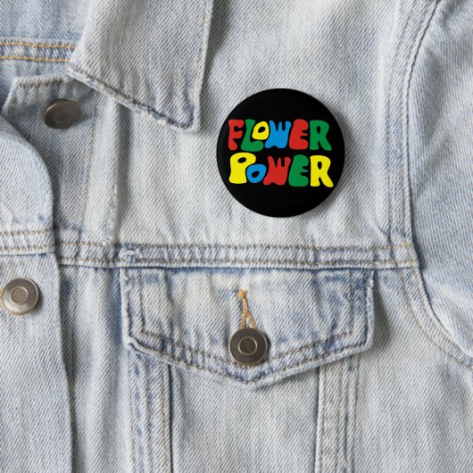 Badge Rond 5 Cm Flower Power Hippie (En situation)