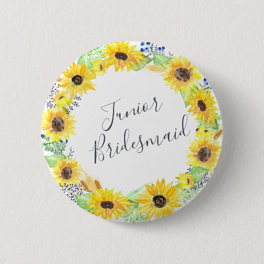 Badge Rond 5 Cm Flowfields Junior Bridesmaid (Devant)