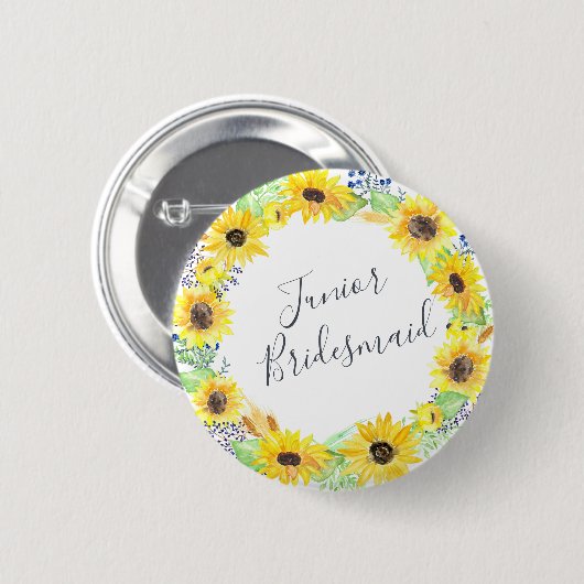 Badge Rond 5 Cm Flowfields Junior Bridesmaid (Devant & derrière)
