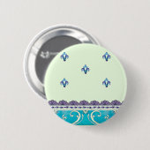 Badge Rond 5 Cm Fluer De Lis Blue Swirl Design (Devant & derrière)