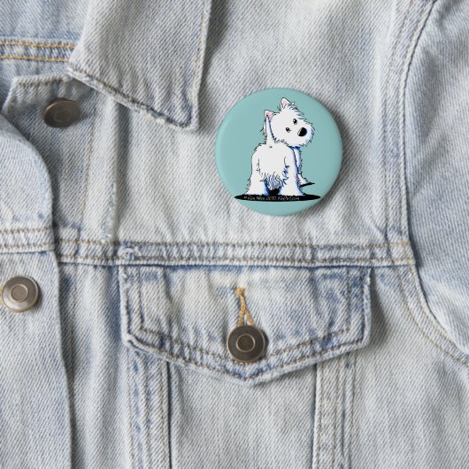 Badge Rond 5 Cm Fluffy Butt Westie (En situation)
