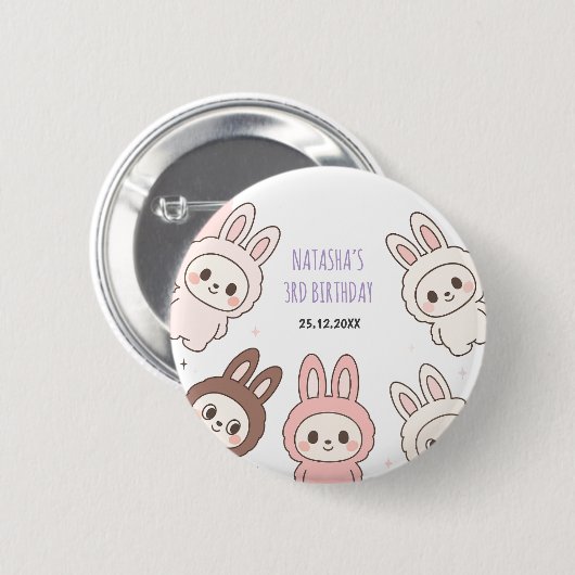 Badge Rond 5 Cm Fluffy Pastel Ugly Cute Dolls Anniversaire (Devant & derrière)