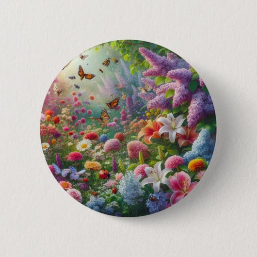 Badge Rond 5 Cm Fluttant Floral (Devant)