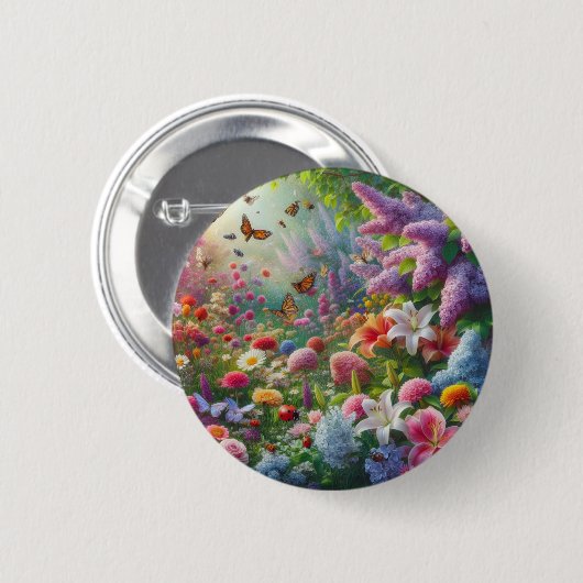 Badge Rond 5 Cm Fluttant Floral (Devant & derrière)