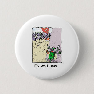 Badge Rond 5 Cm Fly Swat Team Funny Police Cadeaux & Objets de col
