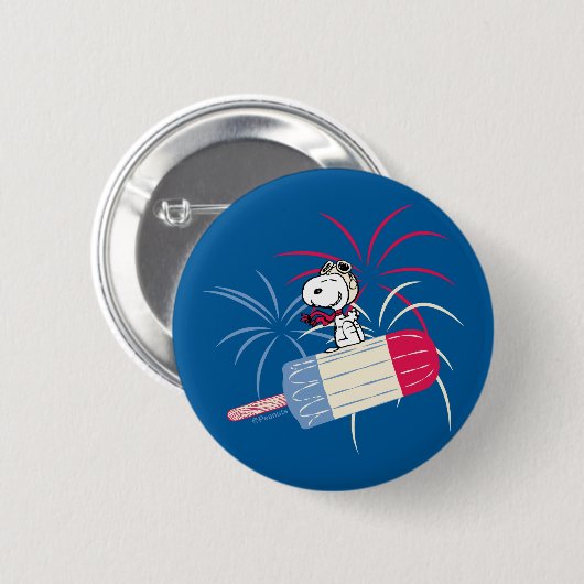 Badge Rond 5 Cm Flying Ace Snoopy on Ice Pop (Devant & derrière)