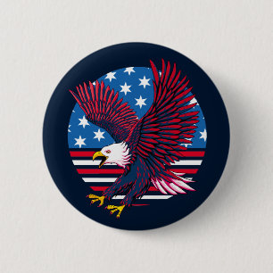 Badge Rond 5 Cm Flying Eagle and American Flag