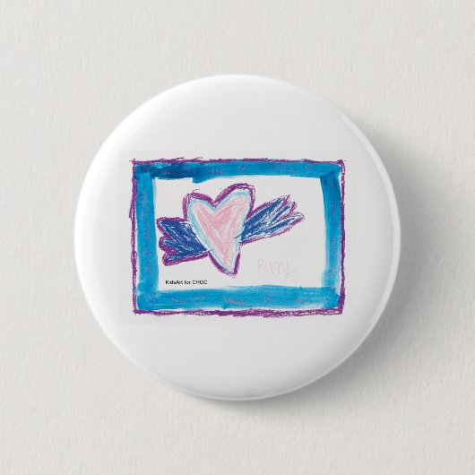 Badge Rond 5 Cm Flying Heart - Kids Art for CHOC (Devant)