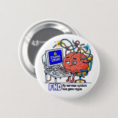 Badge Rond 5 Cm FND Signal Error Funny Brain Neuro Humor Design (Devant & derrière)