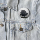 Badge Rond 5 Cm Foggy Tree (En situation)