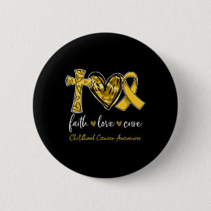 Badge Rond 5 Cm Foi Amour Cure Ruban d'Or Sensibilisation au Cance