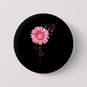 Badge Rond 5 Cm Foi de marguerite rose - Sensibilisation au cancer