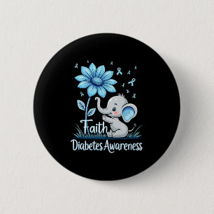 Badge Rond 5 Cm Foi drôle Elephant Sunflower Ribbon Diabetes Awa