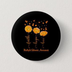 Badge Rond 5 Cm Foi Espoir Amour Ruban Orange Sclérose en Plaques