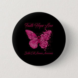 Badge Rond 5 Cm Foi papillon Espère Aimer Anémie faucille Aware