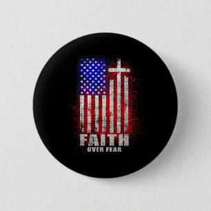 Badge Rond 5 Cm Foi Peur Croix Chrétienne Jésus-Christ Hommes Femm