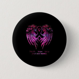 Badge Rond 5 Cm Foi rose Espérance Amour Ailes Cancer du sein Sens