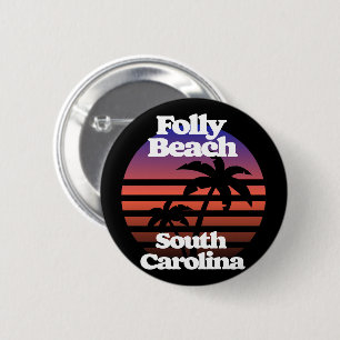 Badge Rond 5 Cm Folly Beach Caroline du Sud