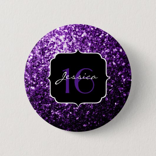 Badge Rond 5 Cm Foncé pourpre foncé brillant parties scintillant s (Devant)