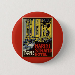 Badge Rond 5 Cm Fontaine de Trevi vintage, Hôtel Marini Strand, Ro