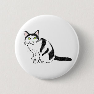 Badge Rond 5 Cm FooFooCat : Kitty pelucheux vif impertinent