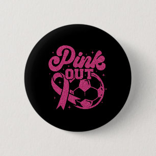 Badge Rond 5 Cm Foot Pink pour un Soccer Cure Sein Cancer Rose