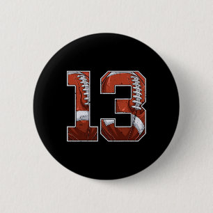 Badge Rond 5 Cm Football 13e anniversaire garçon Treize ans 13 ans