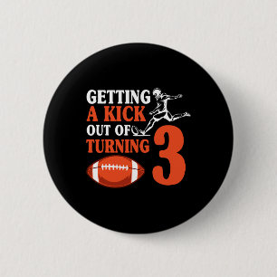 Badge Rond 5 Cm Football 3e Anniversaire Fête Kick Team Joueur Spo