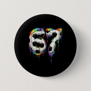 Badge Rond 5 Cm Football 67 Six Seven Drôle Gen Alpha Meme Arc-en-
