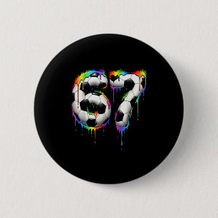 Badge Rond 5 Cm Football 67 Six Seven Drôle Gen Alpha Mème Arc-en-