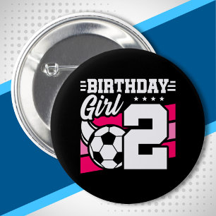 Badge Rond 5 Cm Football Anniversaire - Fille de 2 ans - 2ème Anni