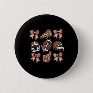 Badge Rond 5 Cm Football Coquette Bow Football Maman Jeu Jour Femm