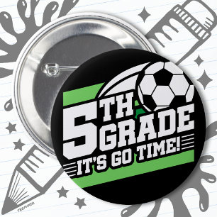 Badge Rond 5 Cm Football de 5e année Premier jour Retour à l'école