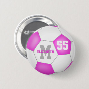 Badge Rond 5 Cm football féminin blanc rose personnalisée