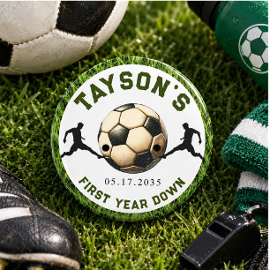 Badge Rond 5 Cm Football Premier Anniversaire 1ère Fête d'Annivers