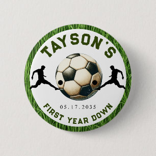 Badge Rond 5 Cm Football première année bas 1er anniversaire