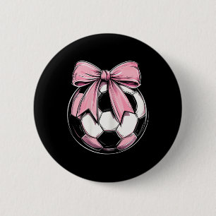 Badge Rond 5 Cm Football Ruban Rose Coquette Élégant Filles
