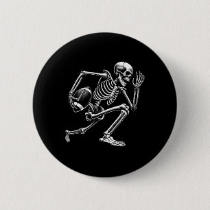 Badge Rond 5 Cm Football Skeleton Jouer Football Halloween Skull