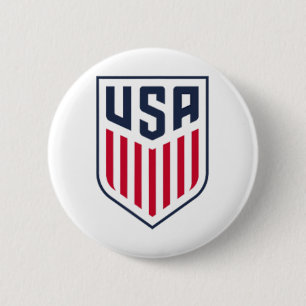 Badge Rond 5 Cm Football Usa Avant Crest Blanc Usmnt Sous Licence 