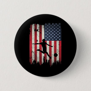 Badge Rond 5 Cm Football Usa Drapeau Américain 4 Juillet Patriotiq
